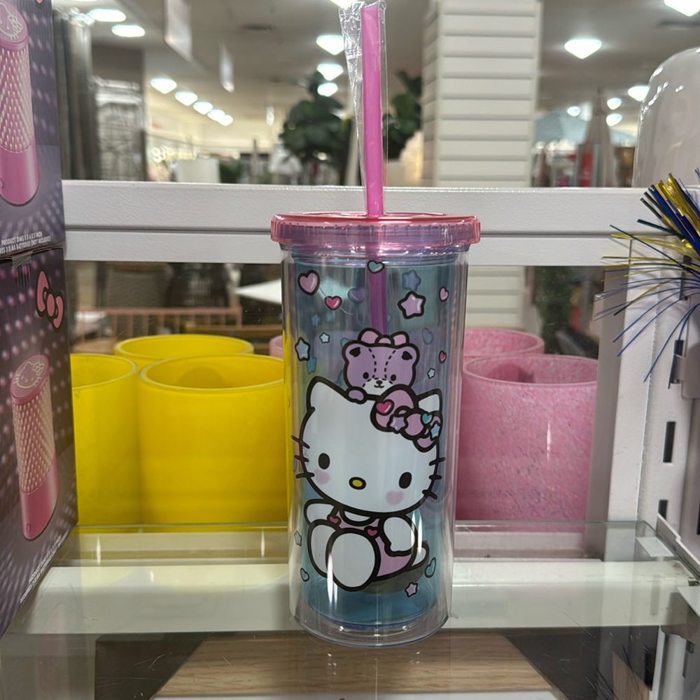 Hello Kitty Tumbler 20 oz Cup Travel Cup Teddy Bear Donut New